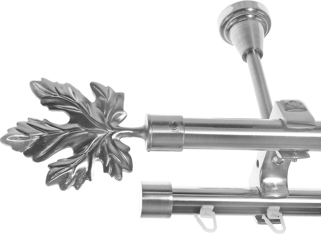 Rohr + Innenlauf Edelstahl Look Gardinenstange Ø 20mm Deckenträger 2-läufig zweiläufig Blatt D61 E35E30 RI