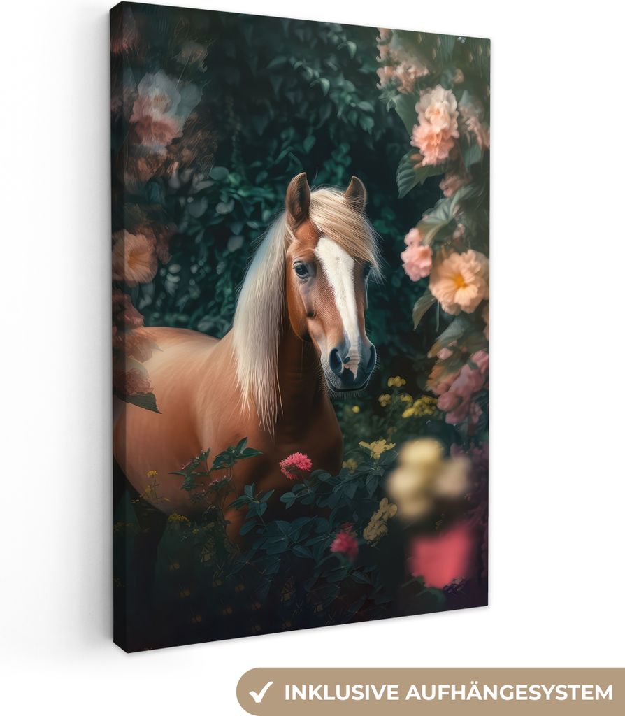 OneMillionCanvasses - Leinwandbilder - 90x140 cm, Pferd - Natur - Blumen - Wald - Tiere, Wandbilder Kunstdruck Wanddekoration - Foto auf Leinwand...