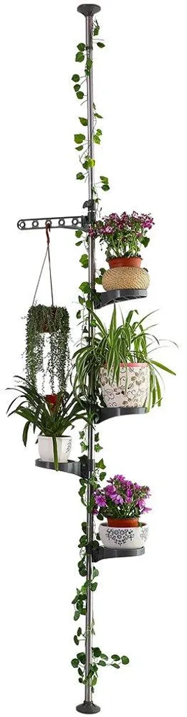 Support à fleurs vertical 5 étages télescopique en métal gris robuste