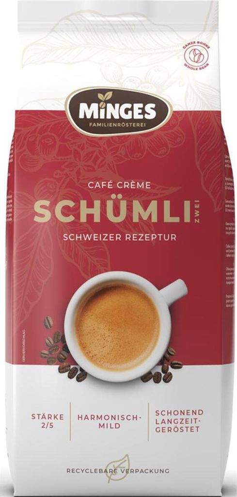 8x Kawa Minges V617001 Schümli 2 cała ziarnista 1.000g Zdjęcie produktu 