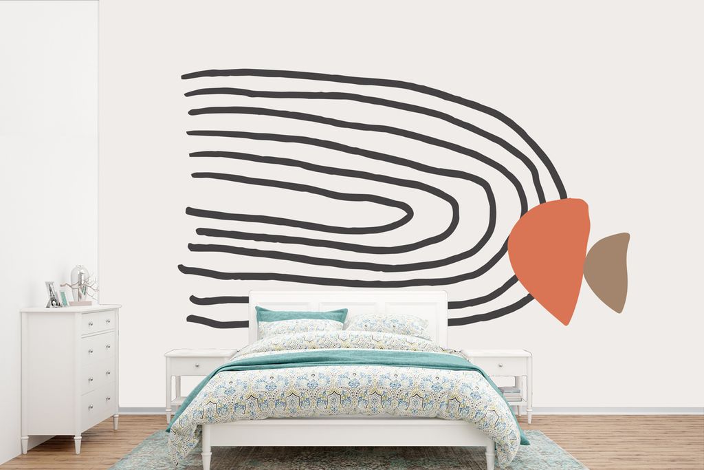 MuchoWow Fototapete für Wohnzimmer oder Schlafzimmer Wandtapete Vinyl Motivtapete Sommer - Pastell - Schwarz - 420x280 cm - Zimmer für Kinder