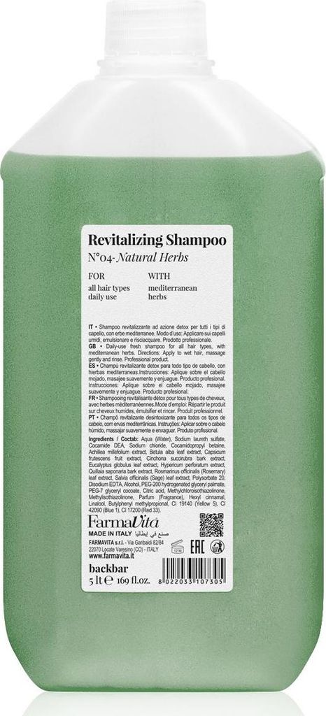 Farmavita Backbar revitalisierendes Shampoo Nr. 04 natürliche Kräuter 5000 ml