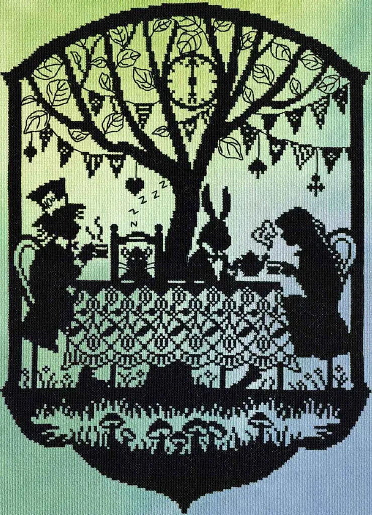 Kit Broderie Mad Hatters Tea Party 26x36cm Design Original XFT5P