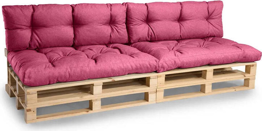 Palettenkissen, Gartensofakissen, Sitzkissen, N_PPI (2x Set Sitzkissen 120x80 + Rückenlehne 120x40, Rose)