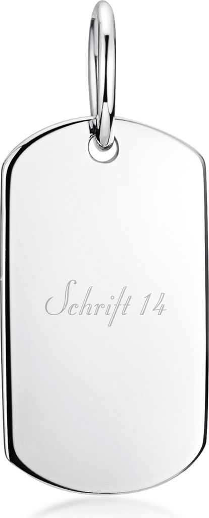 MATERIA by Matthias Wagner Gravur Anhänger Silber 925 klein - Dog Tag personalisiert 11x20mm rhodiniert KA-325-Silber