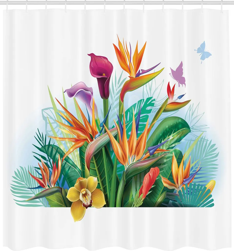 Tenda Da Doccia Hnmdmyi Con Fiori E Colibrì – 180x220 Cm, In Poliestere Impermeabile, Stampa HD, Con 12 Ganci Inclusi – Moderna E Primaverile Per Bagno