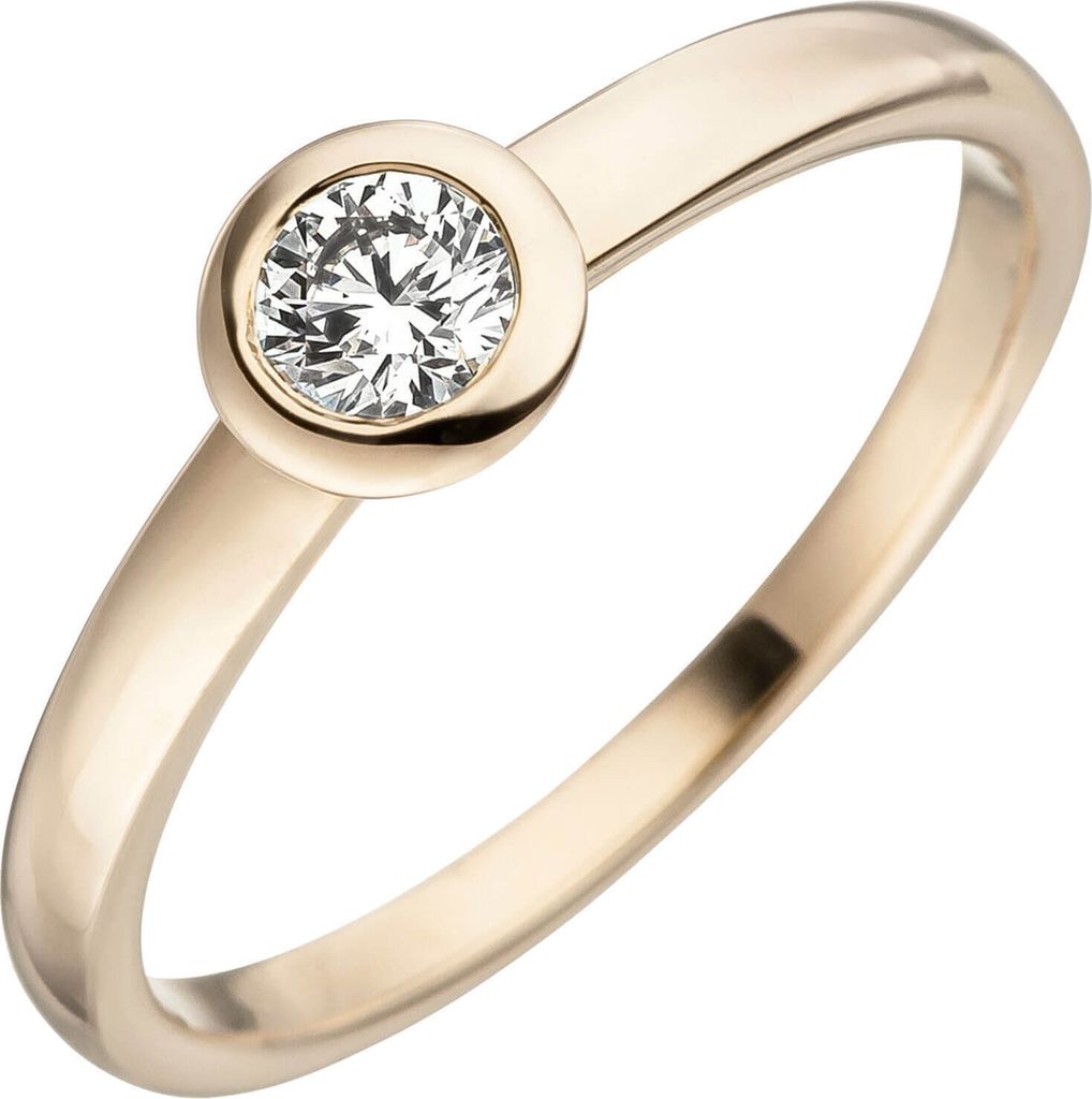 Ring Damenring mit Solitär Diamant Brillant 585 Gold Gelbgold Goldring Innenumfang 60mm Ø19.1mm