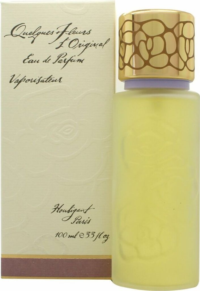 A bottle of perfume and its packaging.