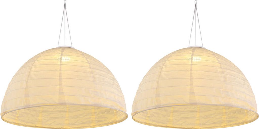 2er Set LED Solar Außenhängelampe, Leinen weiß, 30 cm