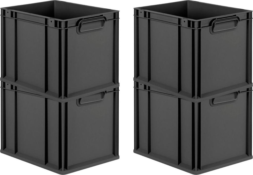 SuperSparSet 4x Eurobox NextGen Grip | HxBxT 32x30x40cm | 30 Liter | Griffe geschlossen | Schwarz | Eurobehälter, Transportbox, Transportbehälter...