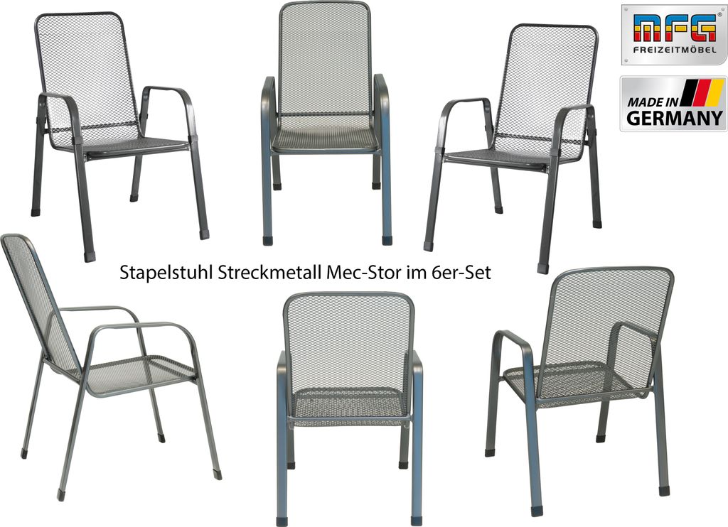 MFG Streckmetall Stapelstuhl "Mec-Stor", 6-er Set, Produktbild 