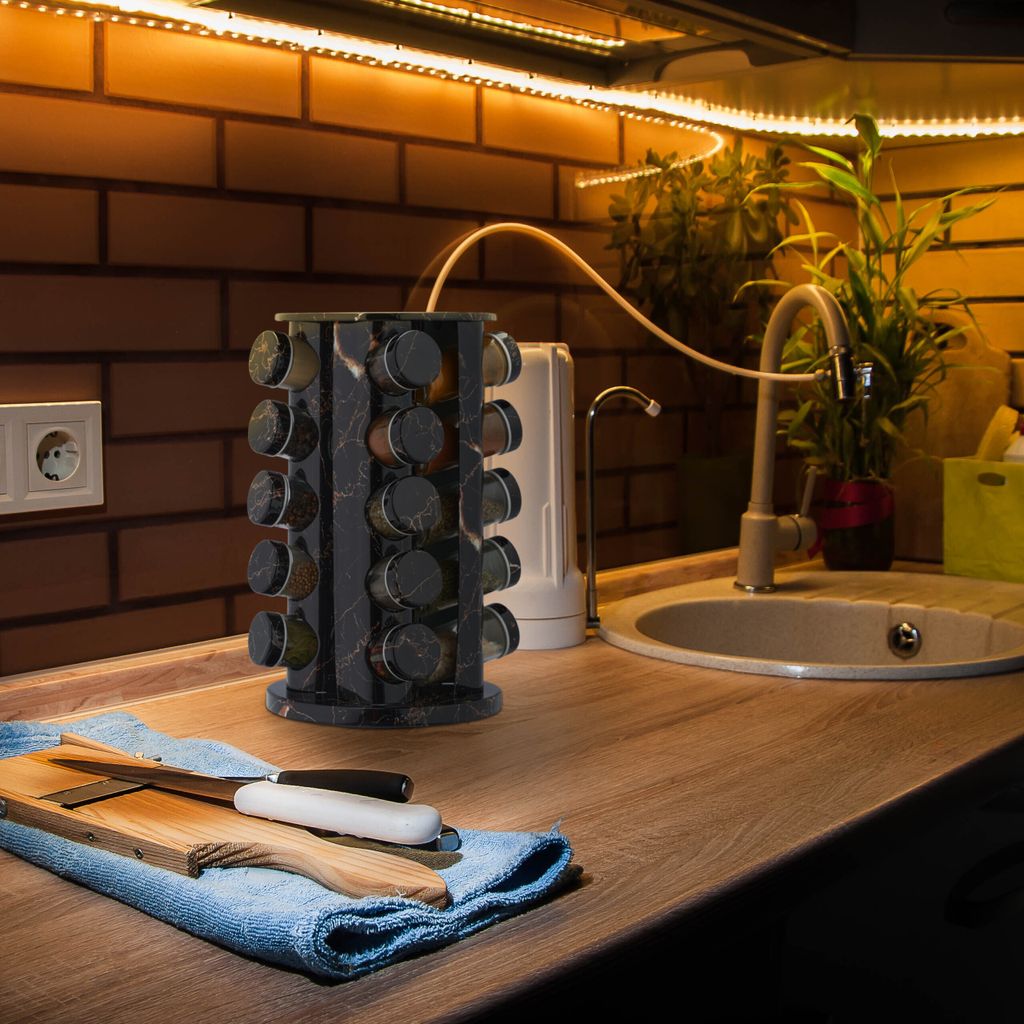 relaxdays Gewürzkarussell in Marmoroptik Produktbild 2