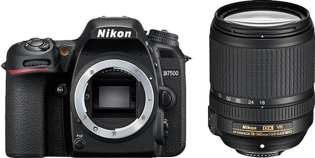 Nikon D7500 + AF-S DX NIKKOR 18-140 VR, 20,9 MP, 5568 x 3712 Pixel, CMOS, 4K Ultra HD, Touchscreen, Schwarz