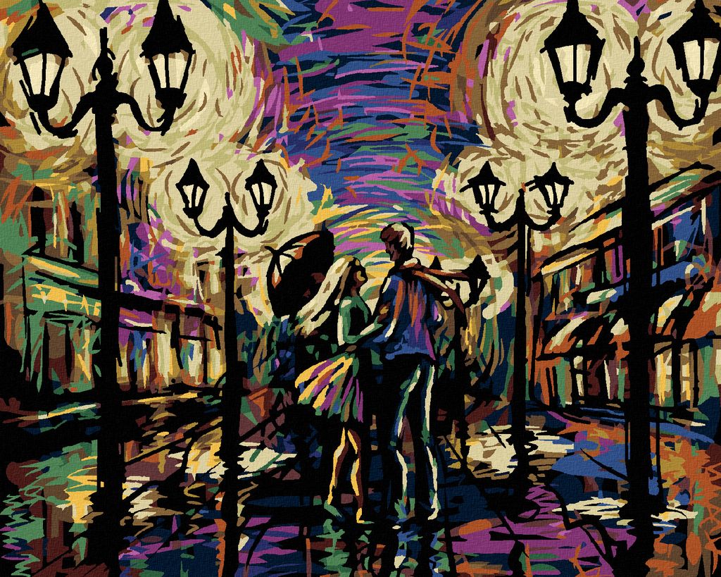 Zuty - Malen nach Zahlen - VERLIEBTES PAAR UNTER EINEM REGENSCHIRM, 40x50 cm, mit Keilrahmen (bereits gespannt)