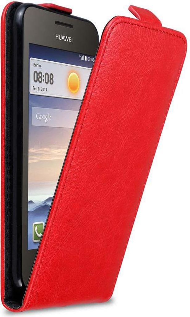 Cadorabo Hülle für Huawei Y3 / Y3C / Y330 / Y331 / Y360 Schutz Hülle in Rot Flip Etui Handyhülle Case Cover