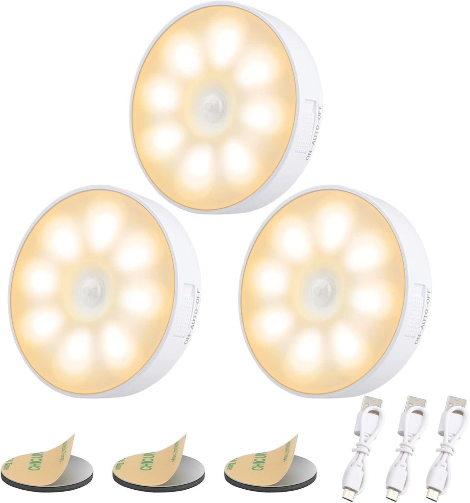 LED Nachtlicht, 3 Stück Nachtlampe, mit Bewegungsmelder, Produktbild 