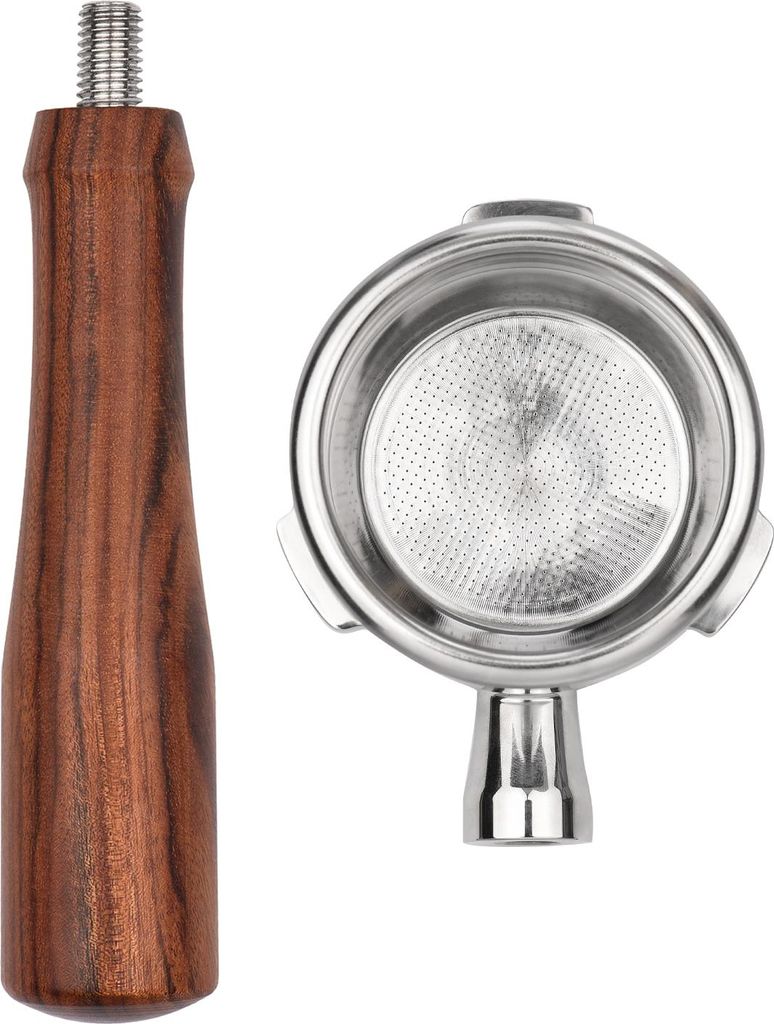 58mm 3 Ohren Edelstahl Bottomless Naked Portafilter Holz Kaffee Griff Tasse Filterkorb Ersatz für Barsetto BA101 BA102 Calphalon Temp IQ