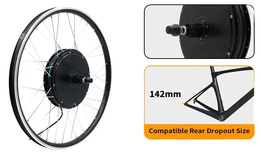 Kit vélo électrique 1000W 48V robuste pour roue arrière cassette 27,5