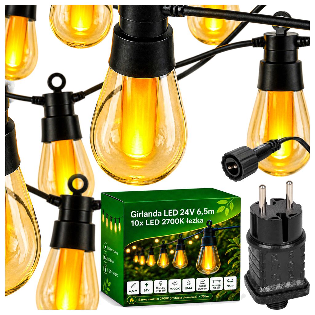 MasterLED LED Lichterkette Außen 6,5m mit 10x ST14 Tropfen, Produktbild 