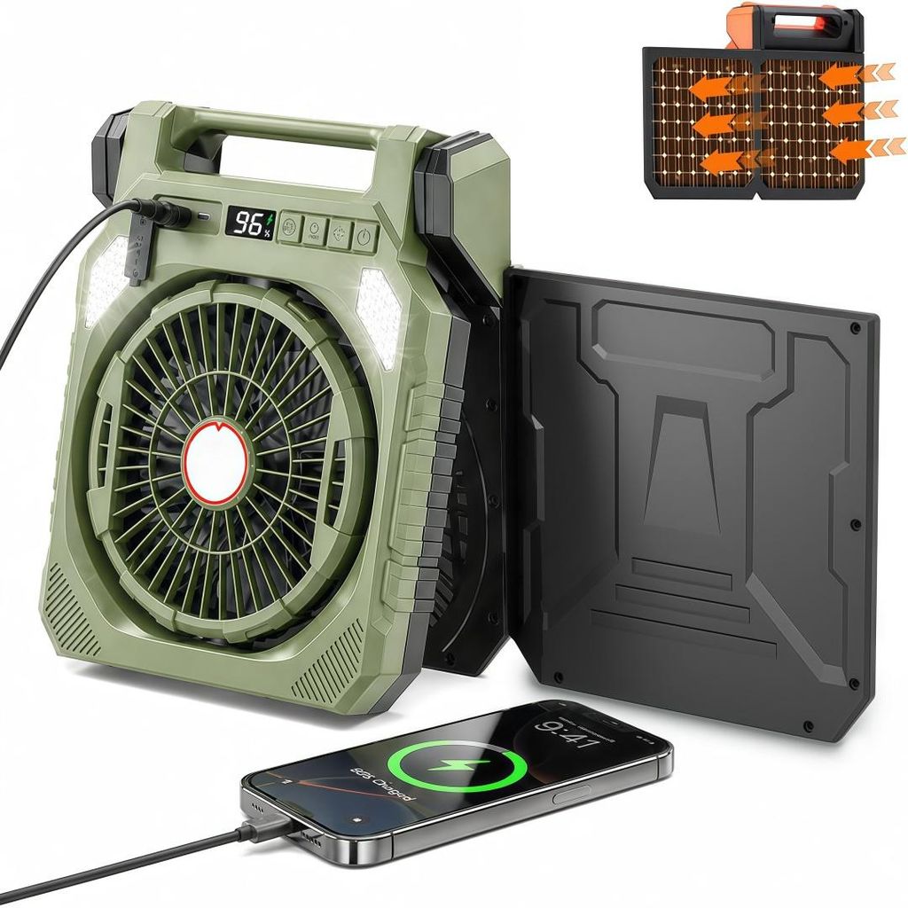 4-in-1 Solarventilator, 20000 mAh,Oszillation 80°,2 Produktbild 