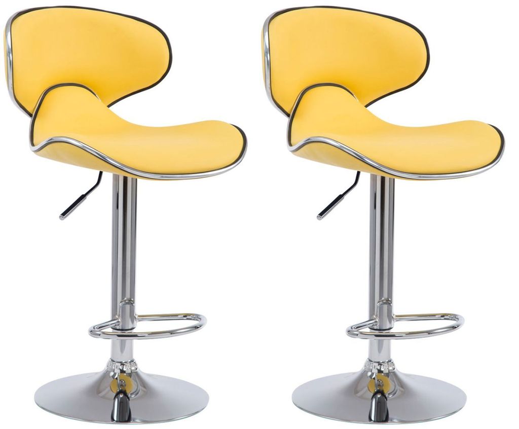 2er Set Barhocker Las Vegas V2 Kunstleder chrom gelb