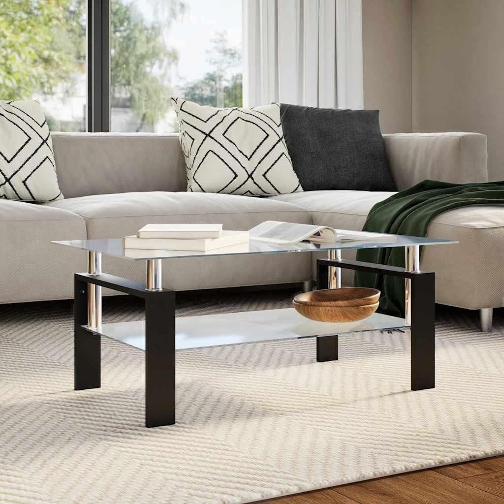 vidaXL Couchtisch Grau Transparent 95x55x40 cm Hartglas Produktbild 