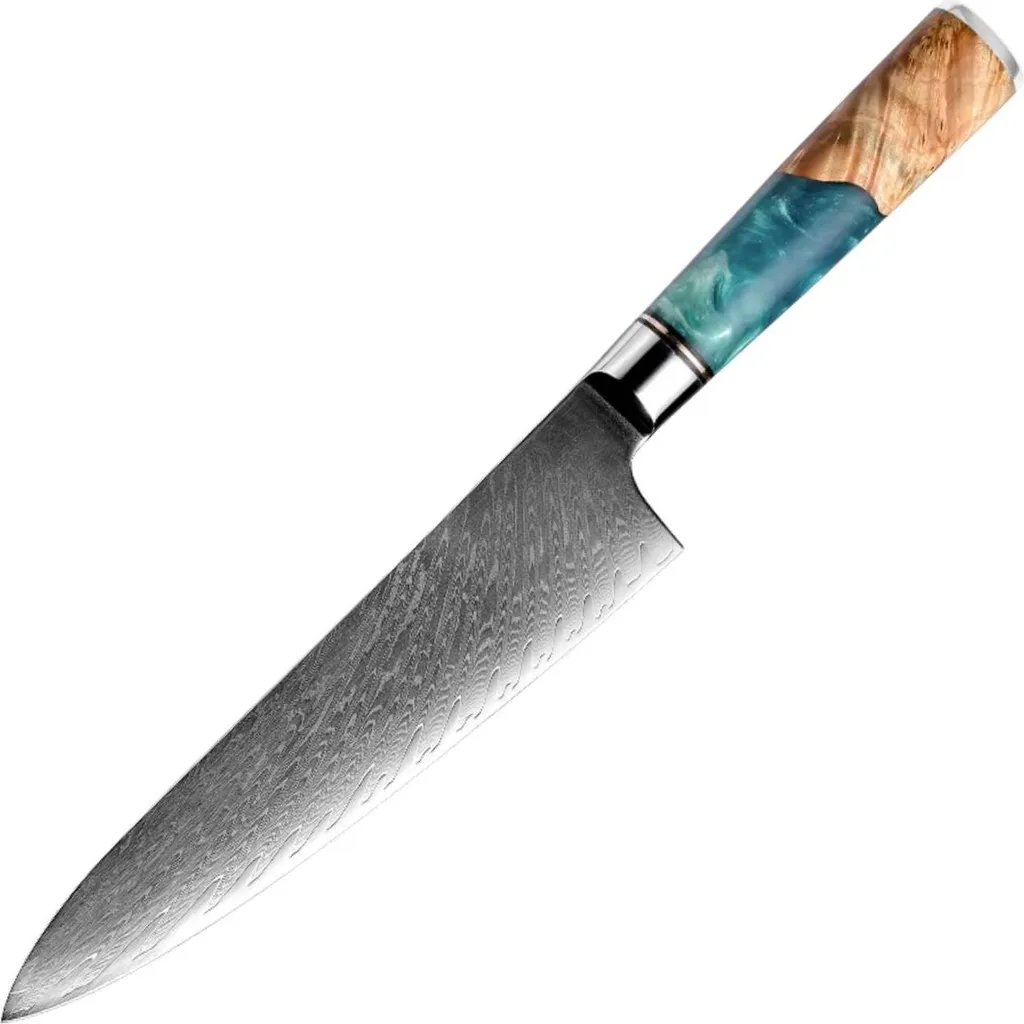 Coltello Cucina Design SH-39331 Blu - Ultra-Affilato in Damasco VG10