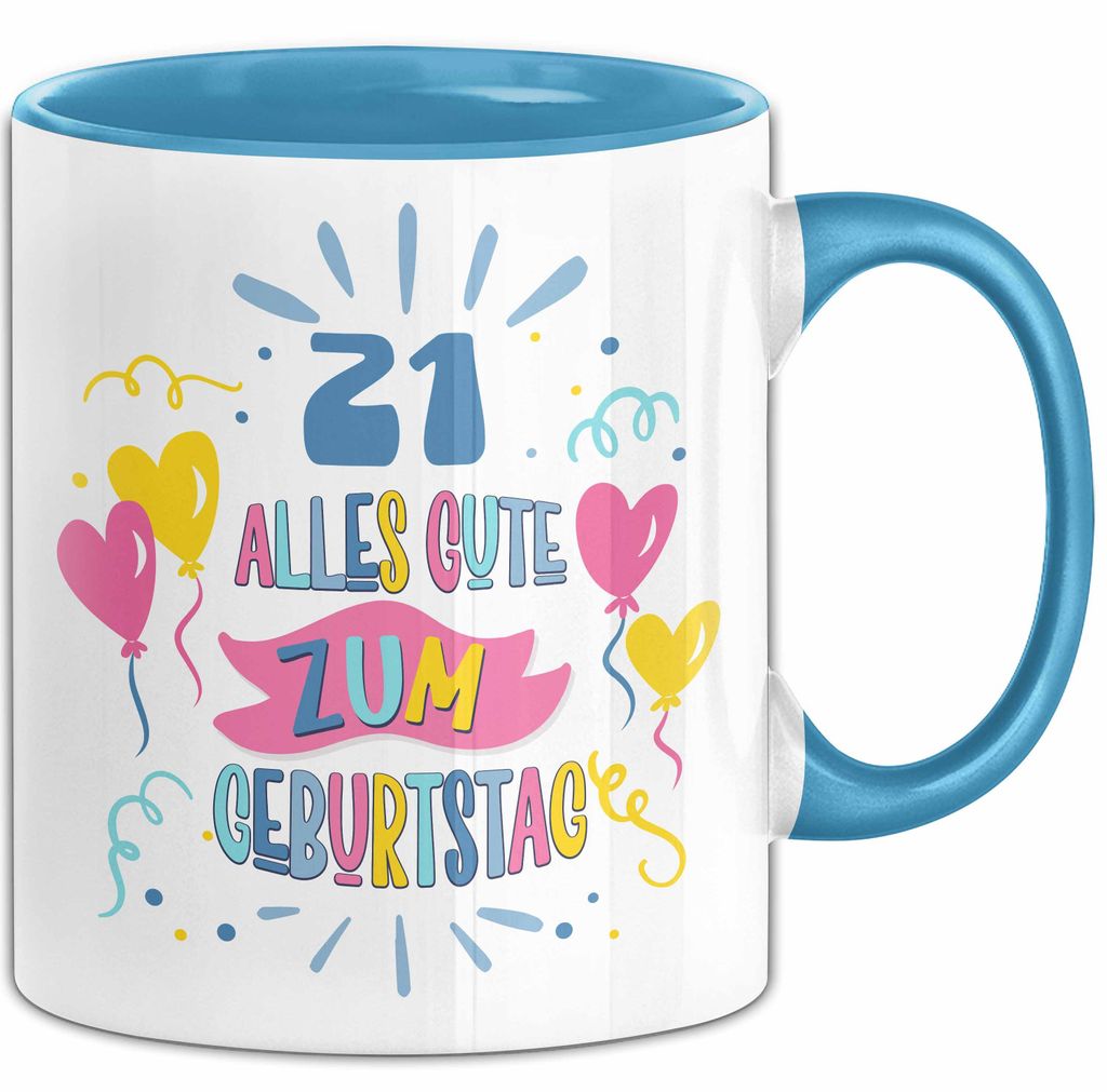 21. Geburtstag Tasse Geschenk Männer Frauen Lustig Alles Gute Zum Geburtstag 21er Geburtstags Grüße Geschenkidee (Blau)