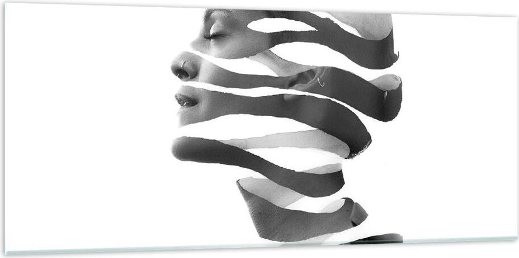 Bilder auf glas - Einteilig - Frau Surrealismus Monochrom - 120x50cm - Glasbilder - Wandbilder - Bilder - Wanddekoration aus Glas - Glas Bilder - W...