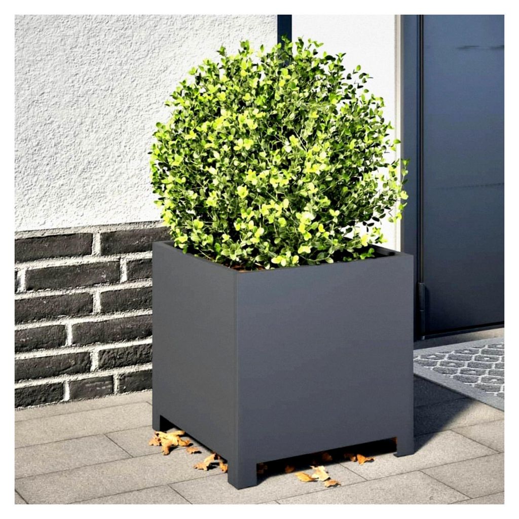 Mokuyard Garten Pflanzgefäße 2 Stück Anthrazit 40x40x40cm Stahl Pflanzkästen für den Anbau von Gemüse, Blumen und Kräutern