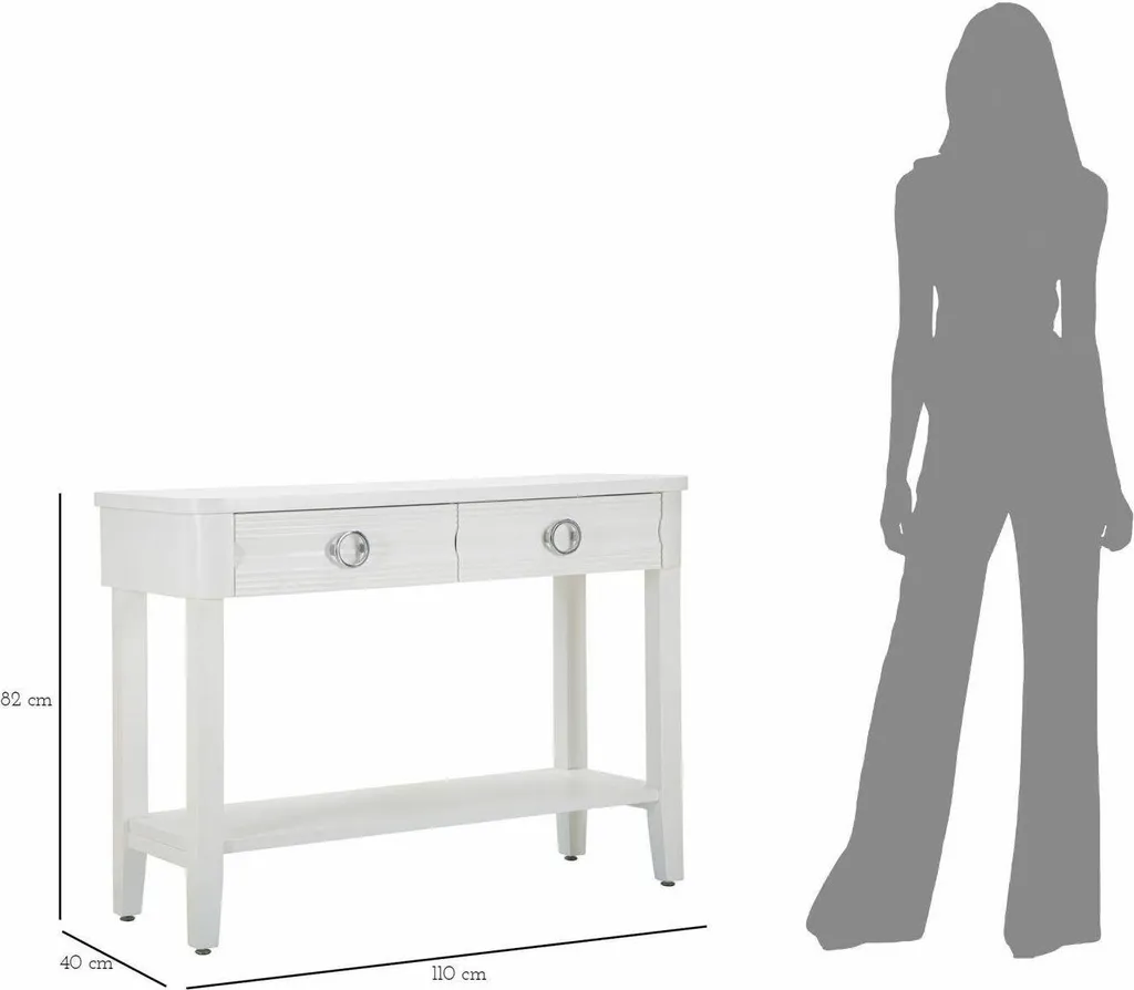 Table Console d'Entrée Blanche Bakar 110 cm avec Tablette Inférieure - 3