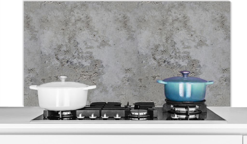 KitchenYeah Spritzschutz Küche - Küchenrückwand - Wandschutz für Herd und Spüle - Muster - Grau - Alt - Beton 120x60 - Alu-Dibond (Alternat...