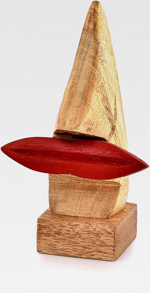 Dekorativer Brillenhalter aus Holz mit rotem Lippenmotiv