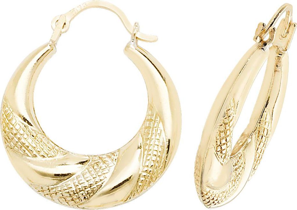 Schöne 9 Karat (375) Gold Damen - Paar Creolen - 18mm*19mm; TRS26317