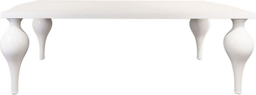 Casa Padrino Neoklassik Esstisch Hochglanz Weiß 220 x 110 x H. 75,5 cm - Massivholz Küchentisch - Esszimmer Möbel im Neoklassischem Stil