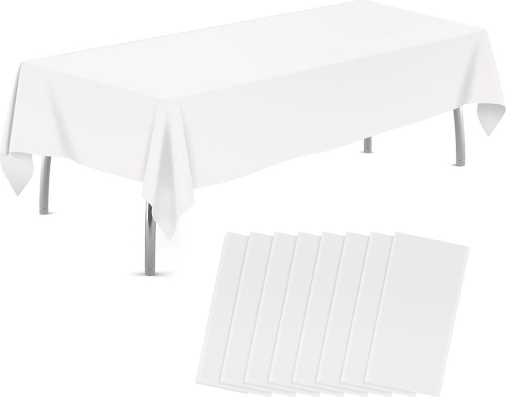 8er-Pack Plastiktischdecken 137,2 x 274,3 cm, Einweg-Tischdecken, rechteckige Tischdecken, Plastiktischdecken für Partys