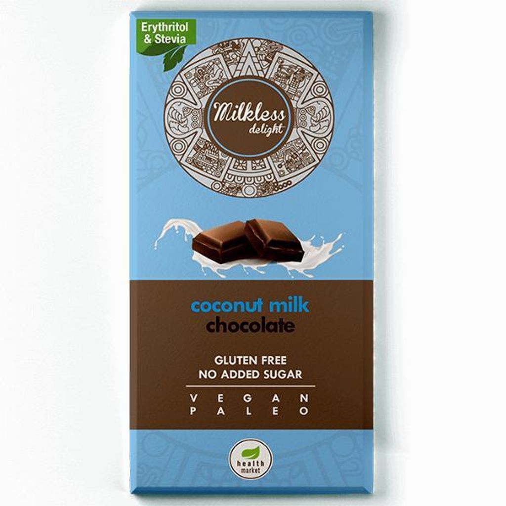 Milkless Delight Tafel Kokosmilch Schokolade 80g / ohne Zuckerzusatz / vegan / glutenfrei / paleo