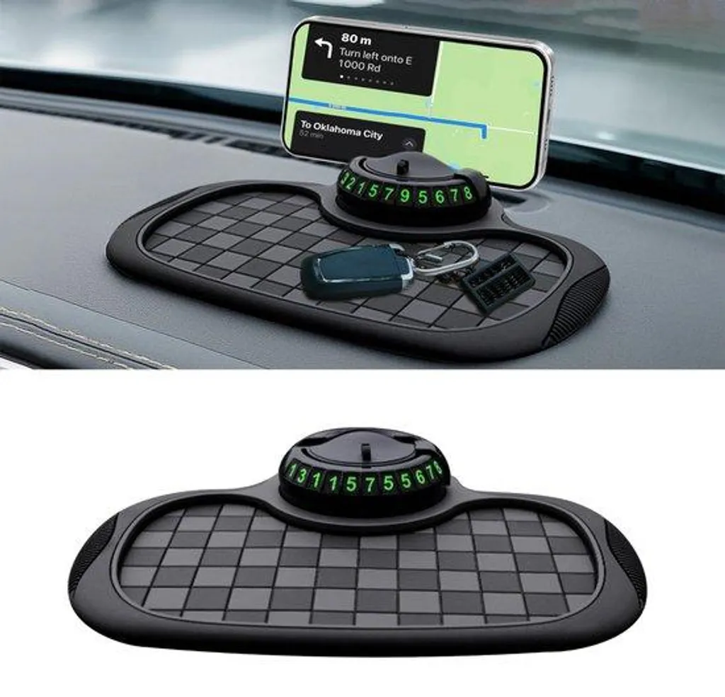 Tapis de bord voiture 3-en-1 rotatif 360 degrés en silicone antidérapant