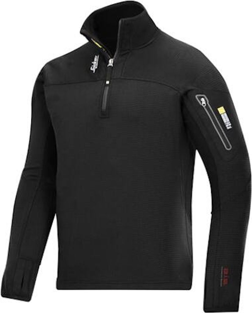 Snickers Body Mapping Micro Fleece Pullover m. 1/2 Reißverschluss Schwarz-XXXL