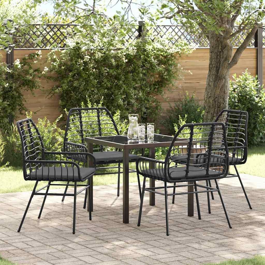 Maison Exclusive - Garten Essgruppe 5 pcs Schwarz Poly-Rattan