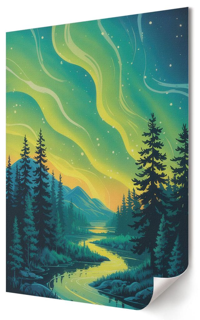 Gemalte Landschaft- Kunstdruck A3 (29x42 cm) - Ausdrucksstark, modern- Wandbild für Wohnzimmer Schlafzimmer & Flur, Modernes Poster Wanddeko, Unge...