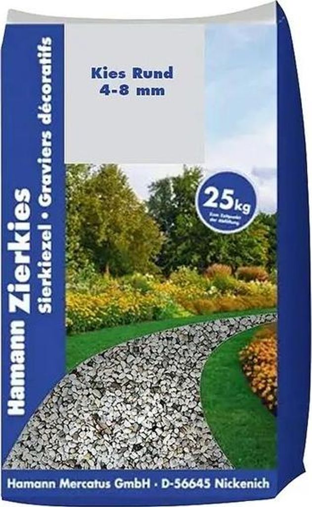 Runder Kies 4-8 mm, 25 kg, Naturfarben, glatt, Produktbild 
