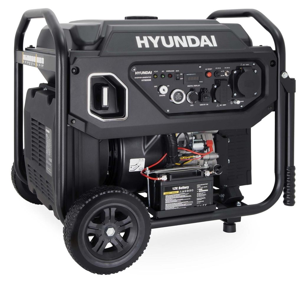 HYUNDAI Benzin Stromerzeuger HY8000iE – 8.0 kW Inverter Generator mit ATS-Anschluss, E-START, Fernbedienung & ECO-Modus – ideal für Baustelle ...