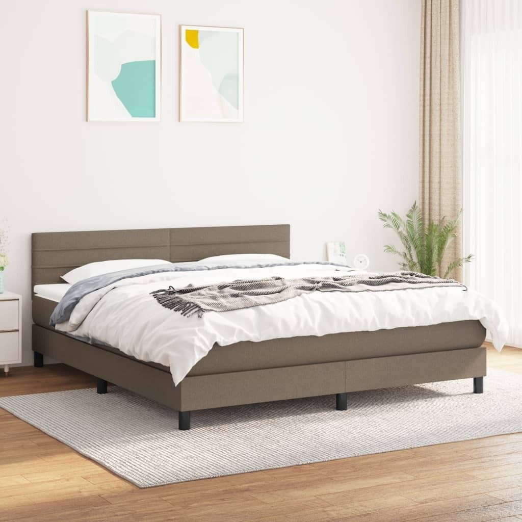 "2026 Promotion" Boxspringbett mit Matratze - Taupe 180x200 cm - Stoff - Polsterbett CC8271