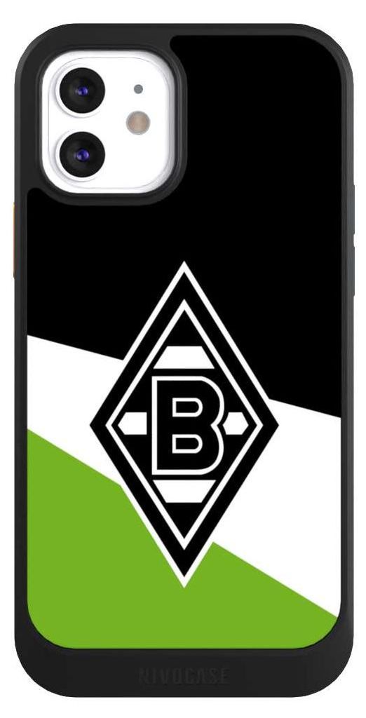 NIVOCASE Hülle für Apple iPhone 12 Handyhülle NIVOcore Case Schwarz Borussia Mönchengladbach Gladbach Offizielles Lizenzprodukt