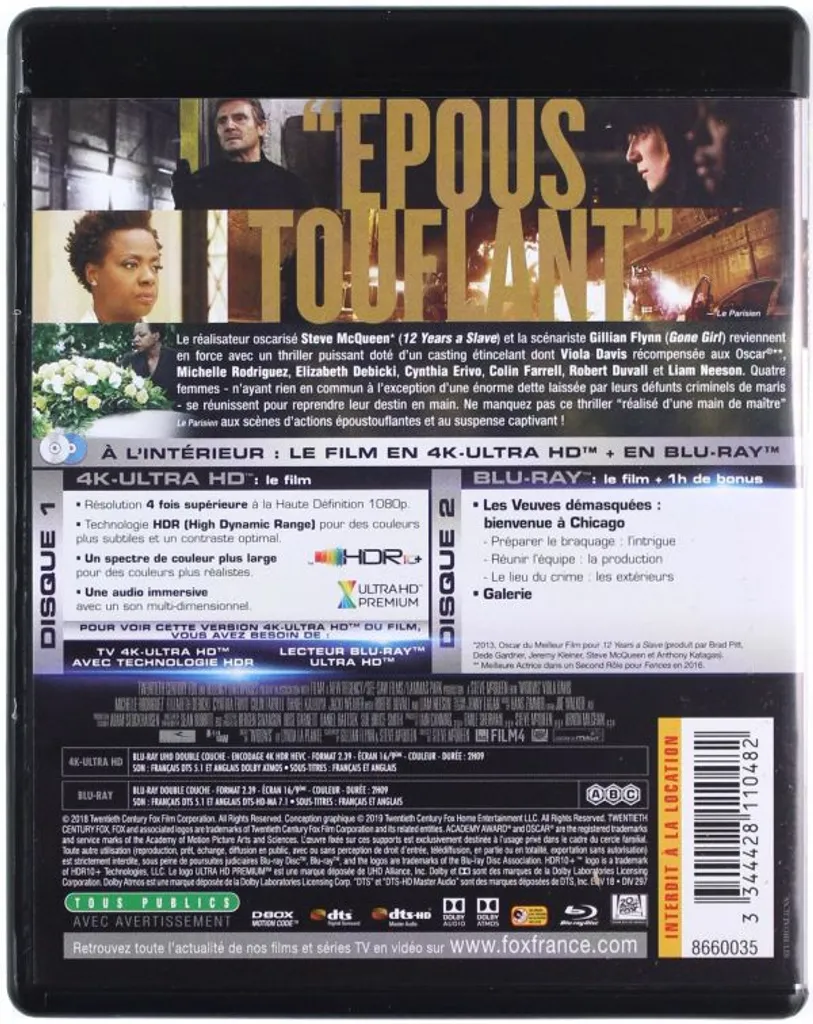 Widows Blu-ray 4K sans compression pour éviter les pixels noirs - 2