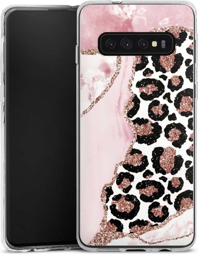 DeinDesign Handyhülle für Samsung Galaxy S10 Plus Silikon Hülle Case Smartphone Schutzhülle Glitzer Look Leopard Marmor