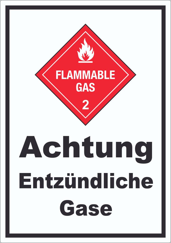 Aufkleber Entzündliche Gase Flammable Gas A7 (74x105mm)