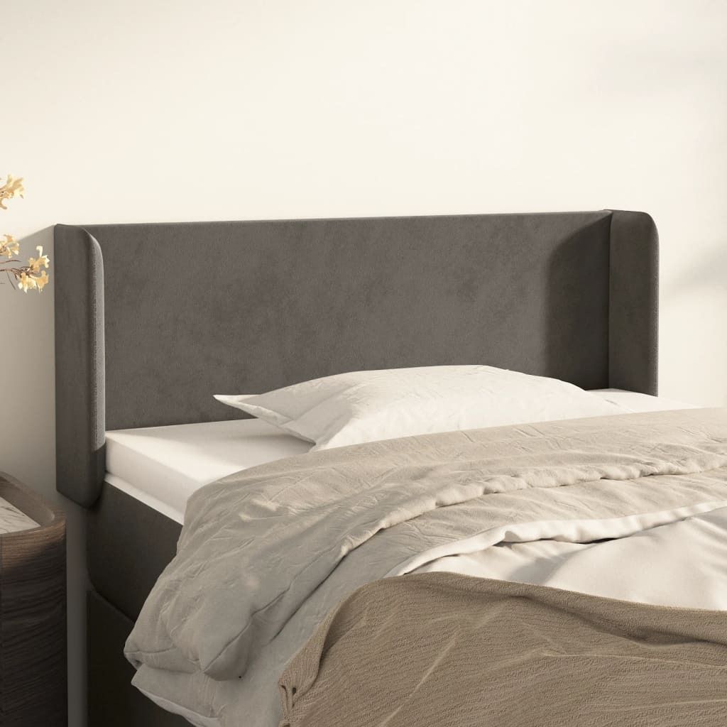 The Living Store Kopfteil mit Ohren Dunkelgrau 83x16x78/88 cm Samt