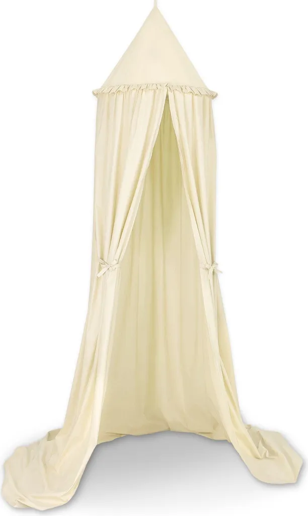 Ciel de lit suspendu en coton crème 260 cm pour chambre de bébé cosy